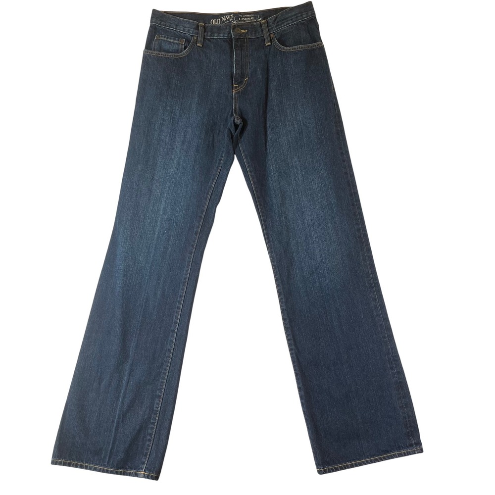 Old Navy Authentic Loose Fit Jeans Mens 34x36 Dark Wash Blue Denim Cotton